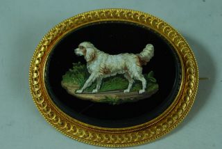 Victorian 15ct Yellow Gold Micromosaic Dog Brooch 5.  7cm x 4.  8cm 34.  6g AF 2