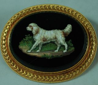 Victorian 15ct Yellow Gold Micromosaic Dog Brooch 5.  7cm x 4.  8cm 34.  6g AF 3