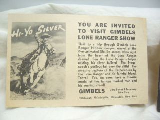 1939 Lone Ranger Show Gimbels Department Store York Worlds Fair Photo & Card 2