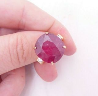 18ct Gold Ruby Diamond Ring,  Large 3 Stone 18k 750