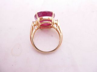 18ct gold ruby diamond ring,  large 3 stone 18k 750 3