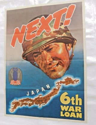 World War 2 Poster Ww Ii Us Military Next Japan 6th War Loan Vintage