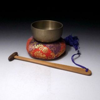 Ba6: Vintage Japanese Copper Buddhist Bell,  Orin Set,  Singing Bowl