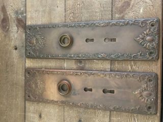 Antique Victorian Brass Bronze Door Knob Back Plates