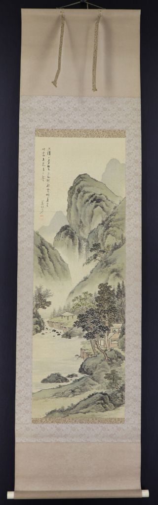 JAPANESE HANGING SCROLL ART Painting Sansui Landscape Asian antique E7803 2