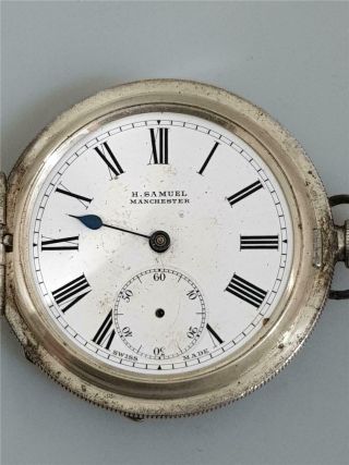 GENT SOLID SILVER FULL HUNTER POCKET WATCH BIRM 1900 H.  samuel manchester 7