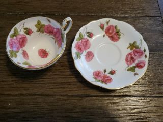 VINTAGE 1950 FOLEY ' CENTURY ROSE ' BONE CHINA TEA CUP & SAUCER SIGNED PAUL GRANET 5