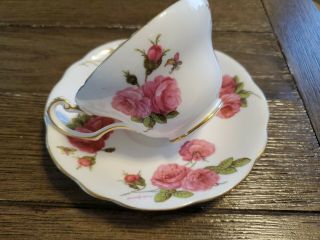 VINTAGE 1950 FOLEY ' CENTURY ROSE ' BONE CHINA TEA CUP & SAUCER SIGNED PAUL GRANET 7