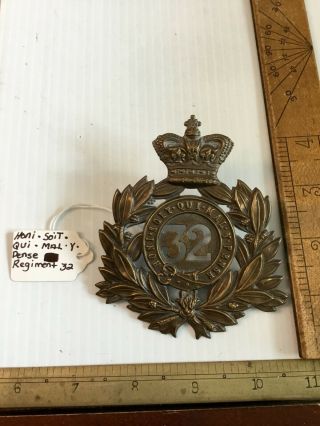 32nd The Cornwall Regiment Of Foot Light Infantry Cap Badge Honi Soit Qui Mal Y