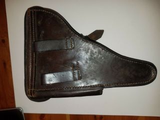 Vintage Dark Brown German Holster With Markings 6