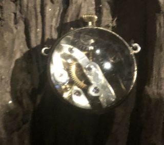 Antique Old Swiss Skeleton Glass Ball Sphere Pocket Watch 4