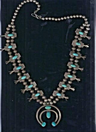Vintage Squash Blossom Necklace with Turquoise Cabochons 4