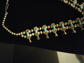 Vintage Squash Blossom Necklace with Turquoise Cabochons 5