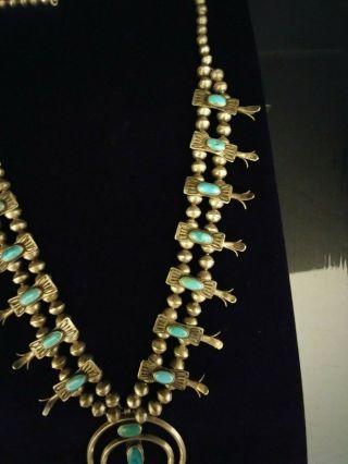 Vintage Squash Blossom Necklace with Turquoise Cabochons 6