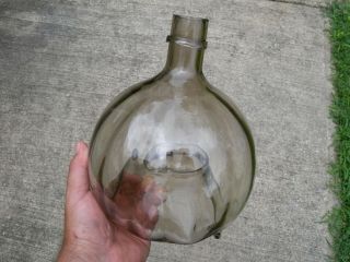 Large Antique Blown Glass Fly Trap Ribbed Melon Bottle Vintage Farm Estate Jar