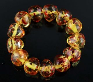 Decor Amber Internal Mosaic Petals Hand Carve Delicate Unqiue Girl Bracelet