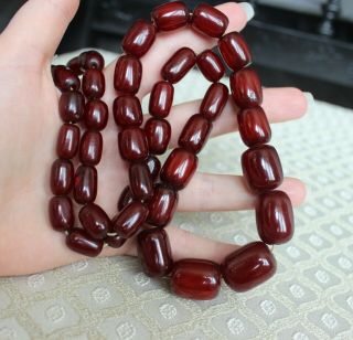80gr Old Cherry Bakelite Faturan Beads Necklace Simichrome