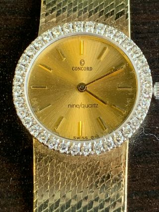 Vintage Ladies14k Yellow Gold Diamond Concord Quartz Watch 2