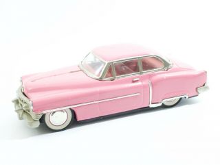 Vintage Tin Friction Pink Cadillac Metal Car