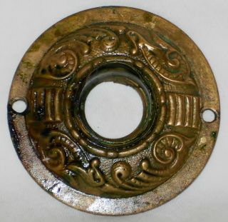 1 Antique Eastlake Victorian Brass Door - Knob Backplate Rosette Escutcheon L@@k