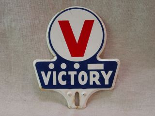 V For Victory Morse Code Vintage Wwii Home Front Metal License Plate Topper