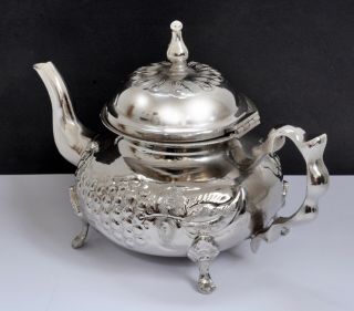 Lovely Vintage Eastern Metal Teapot with Ornate Fruit Design in 2