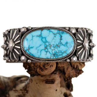 ALBERT JAKE Turquoise Bracelet Cuff Sterling Silver MENS Navajo WATERWEB KINGMAN 2