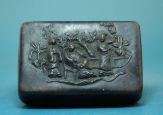 Chinese Old Copper Hand Engraving Tobacco Box