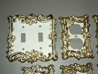 VTG 1967 AMERICAN TACK & HARDWARE WHITE BRASS ROSES SWITCH PLATE OUTLET COVERS 2