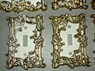 VTG 1967 AMERICAN TACK & HARDWARE WHITE BRASS ROSES SWITCH PLATE OUTLET COVERS 3