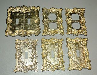 VTG 1967 AMERICAN TACK & HARDWARE WHITE BRASS ROSES SWITCH PLATE OUTLET COVERS 4