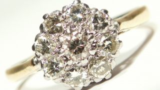 Best Ever Antique Art Deco Platinum 0.  85ct Diamond Daisy 18ct Ring Vs/white