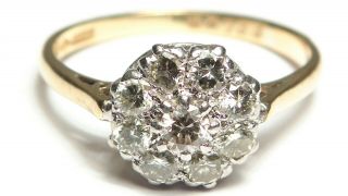Best Ever Antique Art Deco Platinum 0.  85ct Diamond Daisy 18ct Ring VS/white 5
