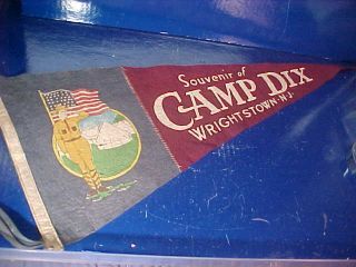 Wwi Us Army Camp Dix Nj Home Front Felt Pennant W Soldier Image