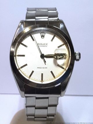 6694 1960s Cool Rolex Oysterdate Precision Steel Dial Mens Watch