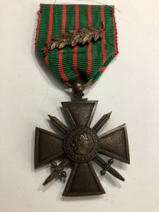 Ww1 France 1914 - 198 Croix De Guerre With Palm French Military Medal