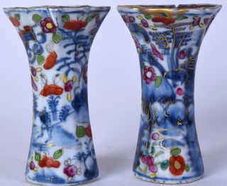 pair Chinese porcelain vase Chinese blue & white clobbered kangxi khang shi qing 3