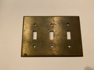 Vintage Antique Bryant Solid Brass 3 Gang Switch Plate Cover