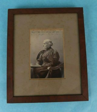 Antique 1895 Signed & Dated Susan B.  Anthony Framed Photograph