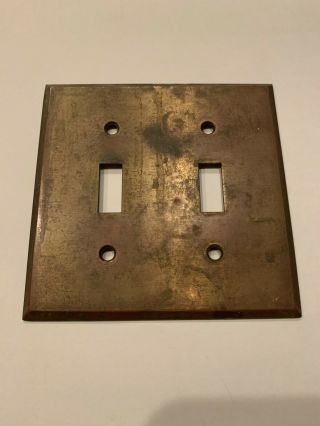 Vintage Antique Bryant Solid Brass 2 Gang Switch Plate Cover