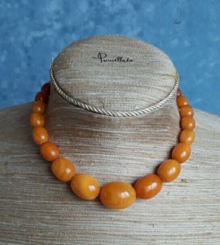 Egg Yolk Amber Beads (baltic) Necklace 32 Gr