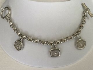 SLANE & SLANE Rare Vintage 3 Charm Sterling Silver Bracelet 3