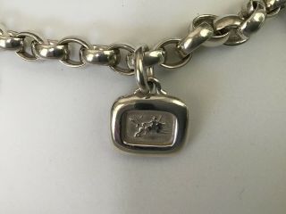 SLANE & SLANE Rare Vintage 3 Charm Sterling Silver Bracelet 6