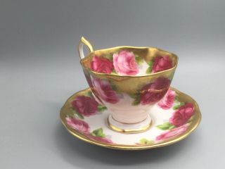 Vintage Royal Albert Bone China England Old English Rose Tea Cup and Saucer 2