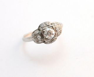 Art Deco 1/2 Carat Diamond Engagement Ring Platinum Size 6.  5
