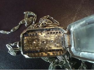 Vintage ART DECO Platinum Diamond Sapphire & Gold Pocket Watch Case Pendant 8