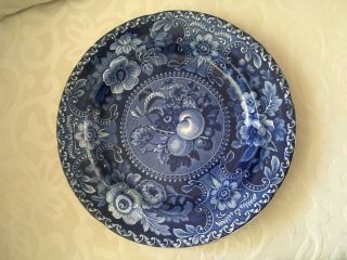 Stubbs & Kent Longport Antique Flow Blue Staffordshire Fruit Flowers 10 " Plate
