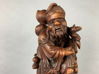 19th C.  Chinese A Big and Heavy Wood Carved Figure of An Immortal 2