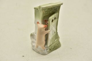 German Pink Pigs Fairing Figurine Pig Peeking In Outhouse Public Telephone