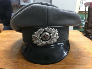 Vintage East German Germany Military Officer Uniform Visor Hat Peaked Cap Nva 58